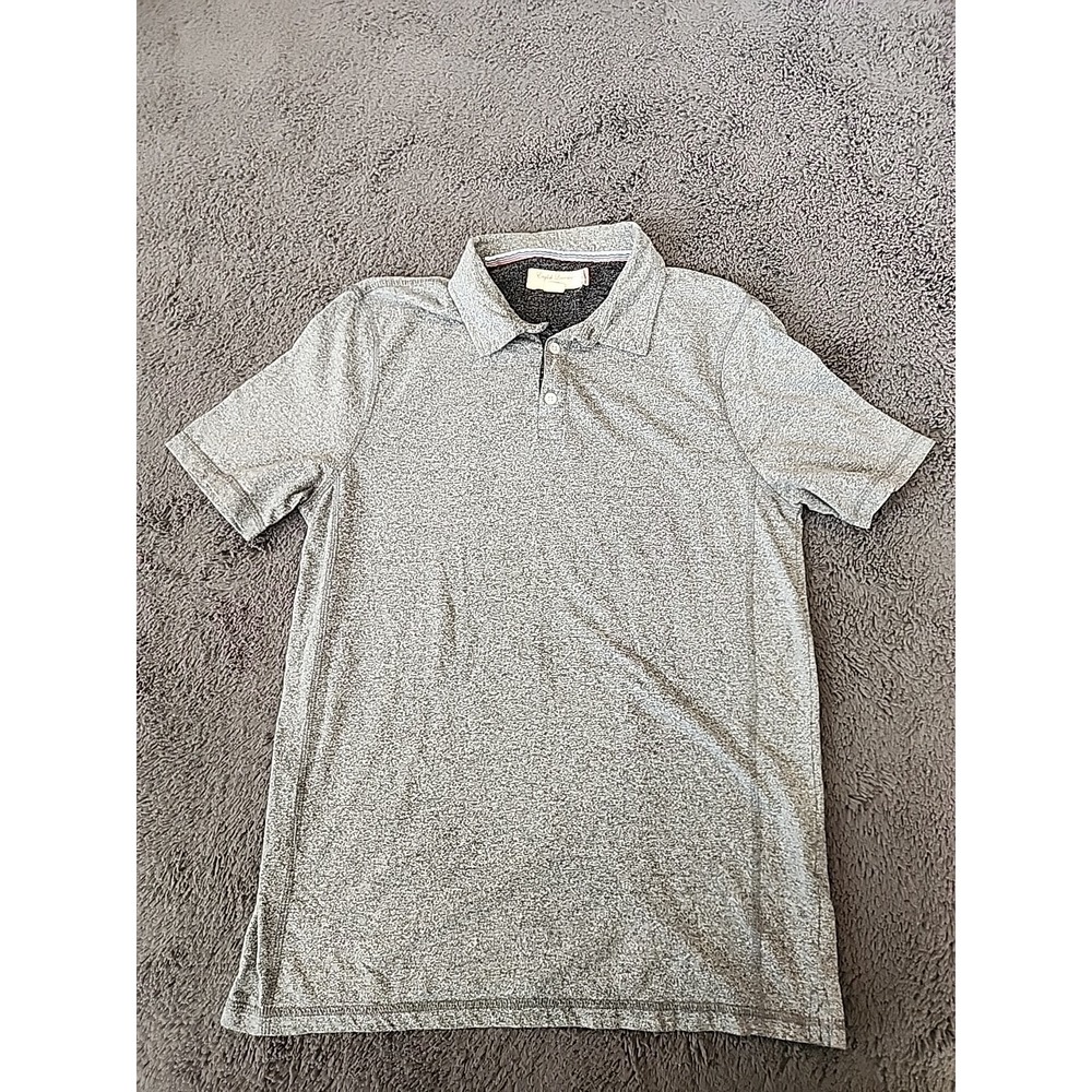 English Laundry Men's Pique Polo Shirt Size Medium, Gray, Short Sleeve, Collared